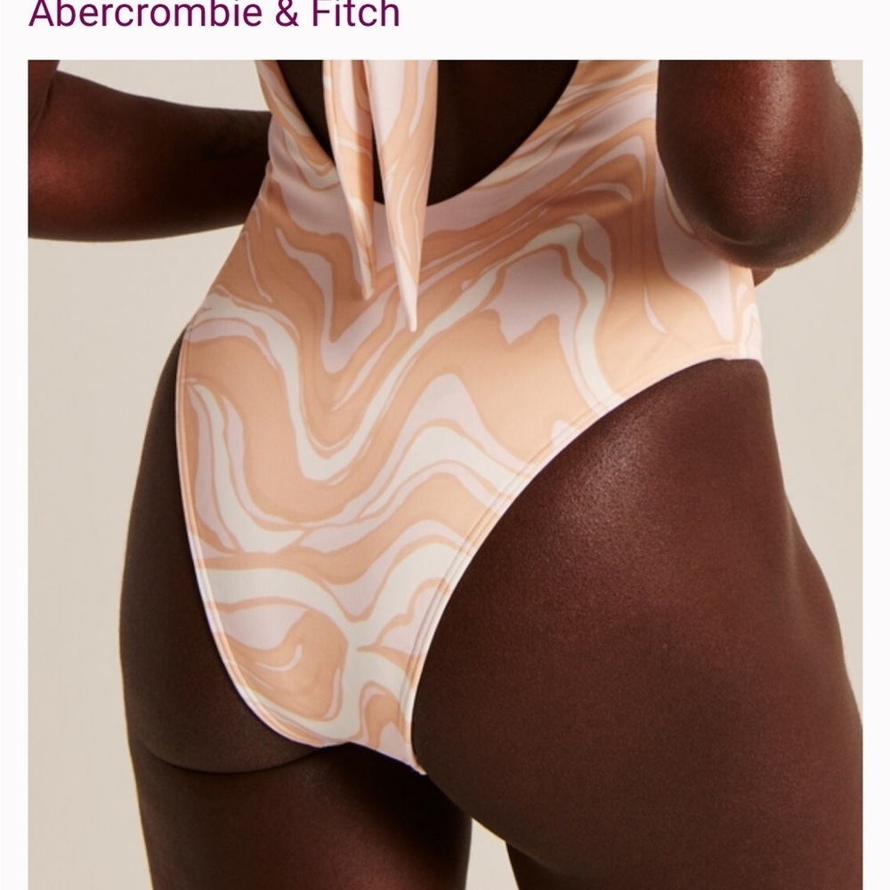 Abercrombie & Fitch Peach Swirl Pleated Strap Underwire One Piece Swimsuit - Picture 2 of 11